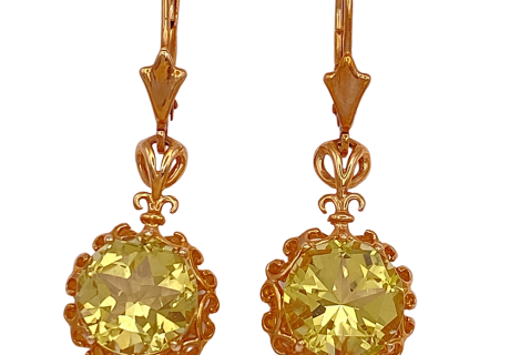 Lemon Quartz Dangle Earrings 6.40 ctw 14K