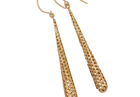 Long Dangle Earrings 14K Gold