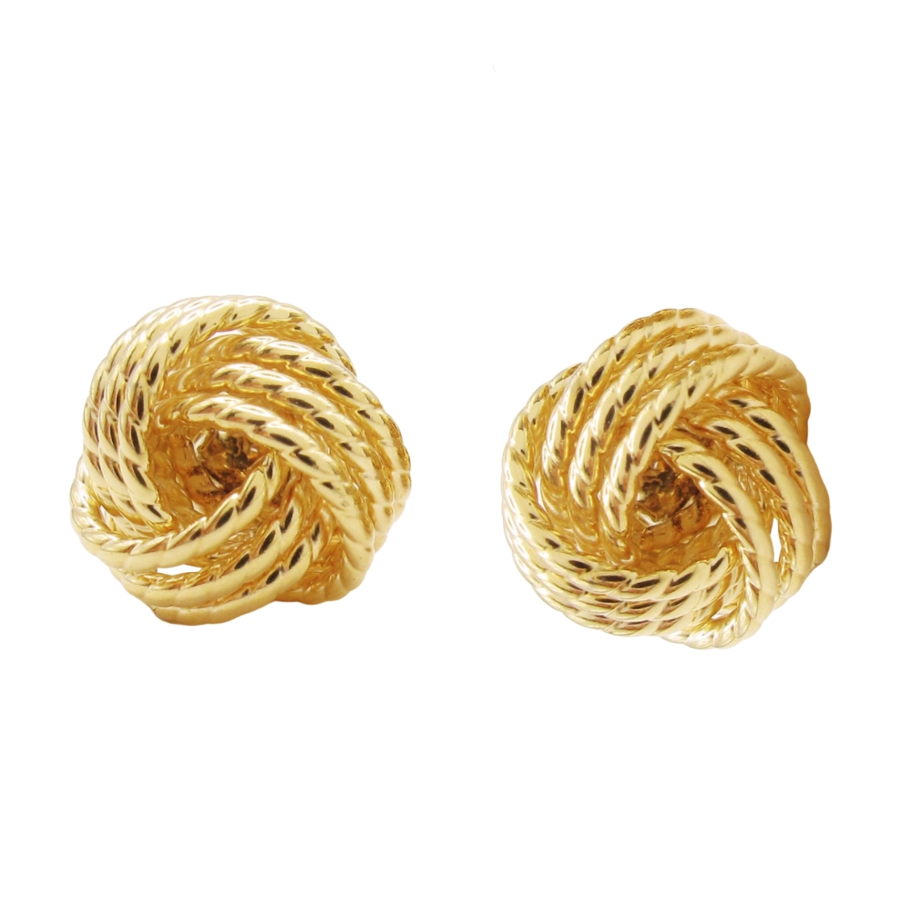 14K Yellow Gold Trinity Love Knot Stud Earrings
