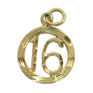 Number 16 Charm 14K Yellow Gold