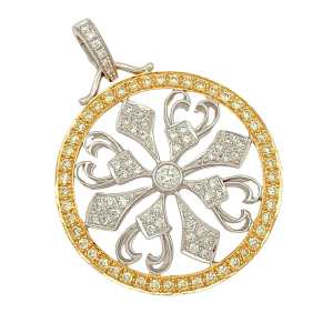 Ornate Diamond Pendant 18K Two-Tone Gold D1.17 TW