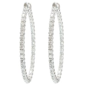Oval Diamond Inside-Out Hoop Earrings in 18K White Gold, 6.56ctw