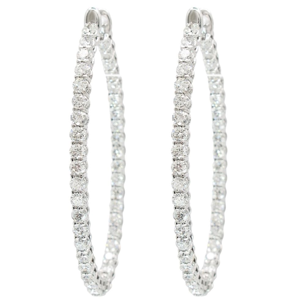 6.5ctw Oval Diamond Inside-Out Hoop Earrings 18K