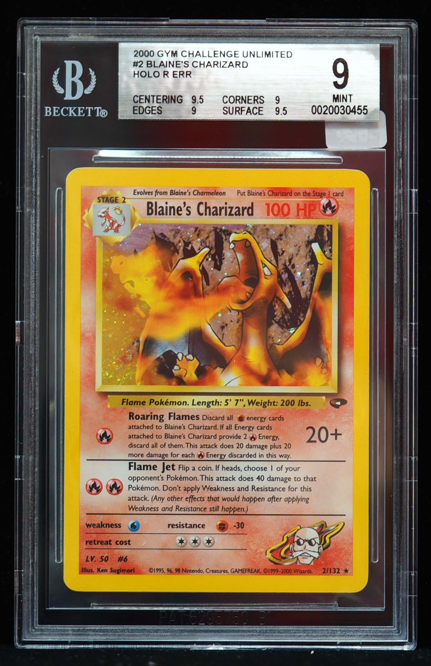 2000 Blaine’s Charizard Holo R EER #2/132 Gym Challenge BGS 9 Pokemon Card*