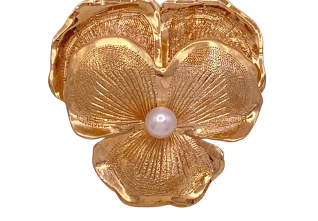 Pansy Pendant Brooch 10K Pearl