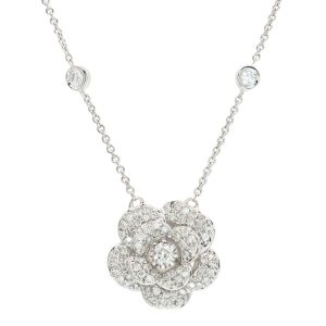 Pave Diamond Rode Necklace in 14K White Gold, 0.59ctw