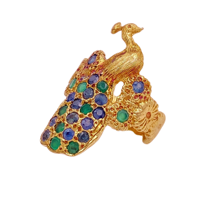 Peacock Ring 14K Sapphire Emerald Alt View