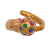 Petite Bombé Bypass Ring 18K Gold, Sapphire, Ruby, Emerald, Diamond