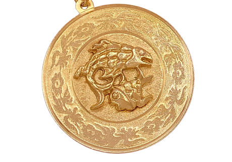 Pisces Zodiac Pendant Charm 14K Gold