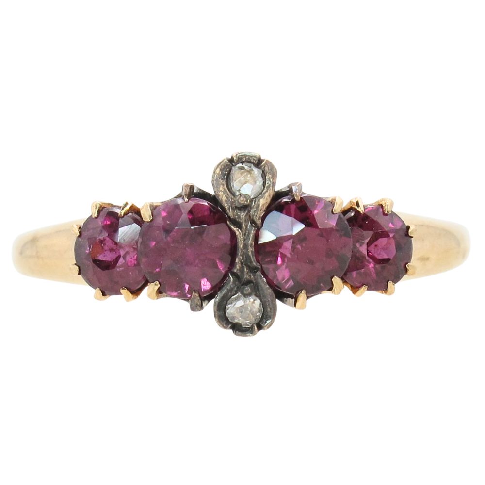 1.59ctw Raspberry Tourmaline & Diamond Victorian Ring 14K