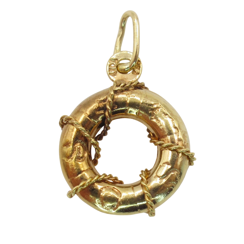 18K Yellow Gold Rope Fouled Life Buoy