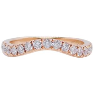 Rose Gold Curved .50 carat 3mm Diamond Band