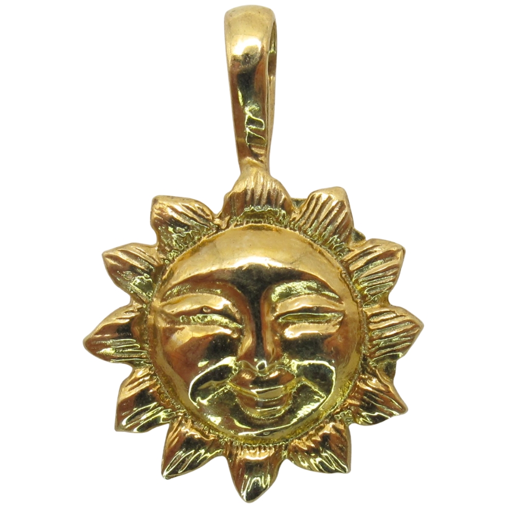 Smiling Sun or Sunflower Vintage Charm 14K Gold