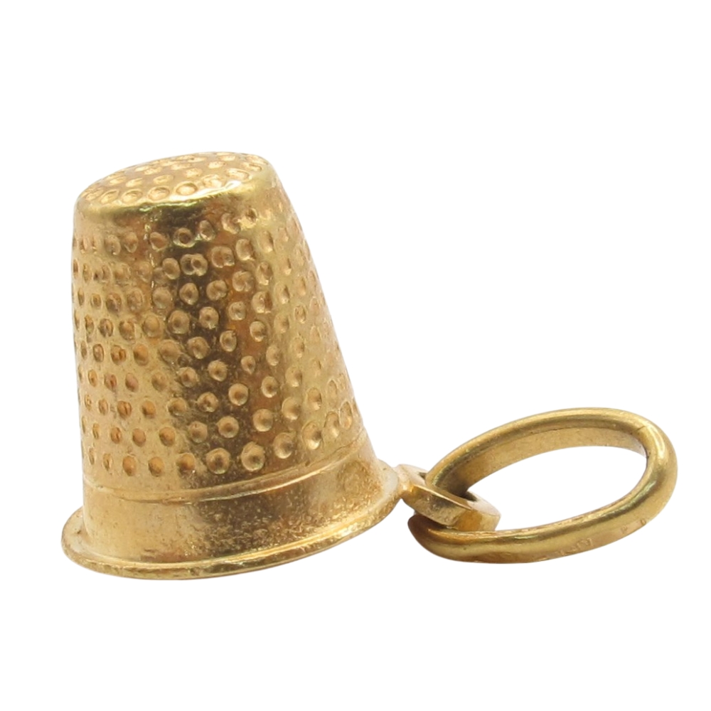 Thimble Sewing Charm 18K Gold Three-Dimensional Reversible