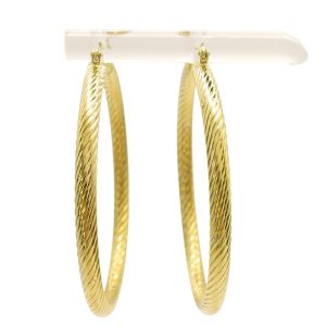 Twist Design 14K Yellow Gold Hoops