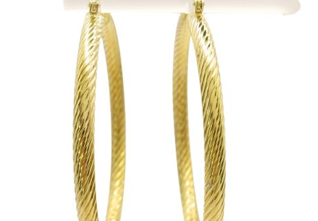 Twist Design 14K Yellow Gold Hoops
