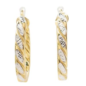 Two Toned 14K White and Yellow Gold Hoops