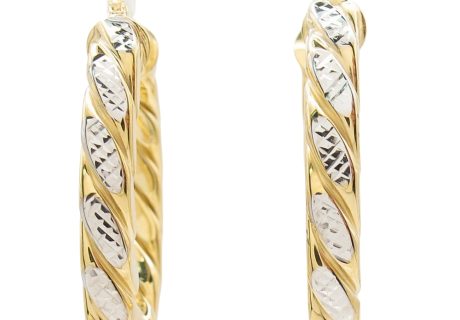 Two Toned 14K White and Yellow Gold Hoops