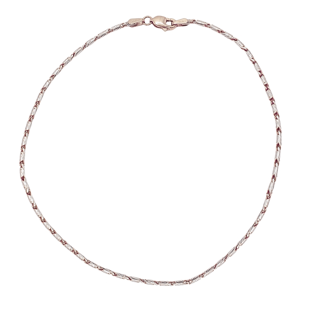 14K White And Rose Gold Raso Cut Chain Anklet