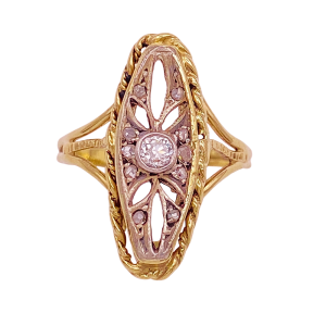 Victorian Diamond Ring 925 14K
