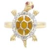 Vintage Articulated Enamel Turtle Ring 14K Gold front