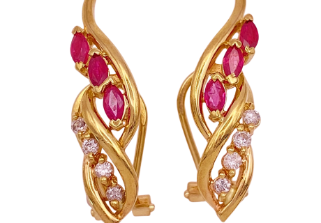 Vintage Ruby Diaond Earrings