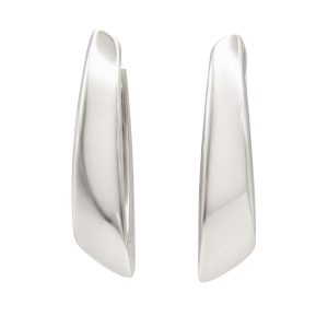 White Gold Geometric Knife Edge Hoop Earring
