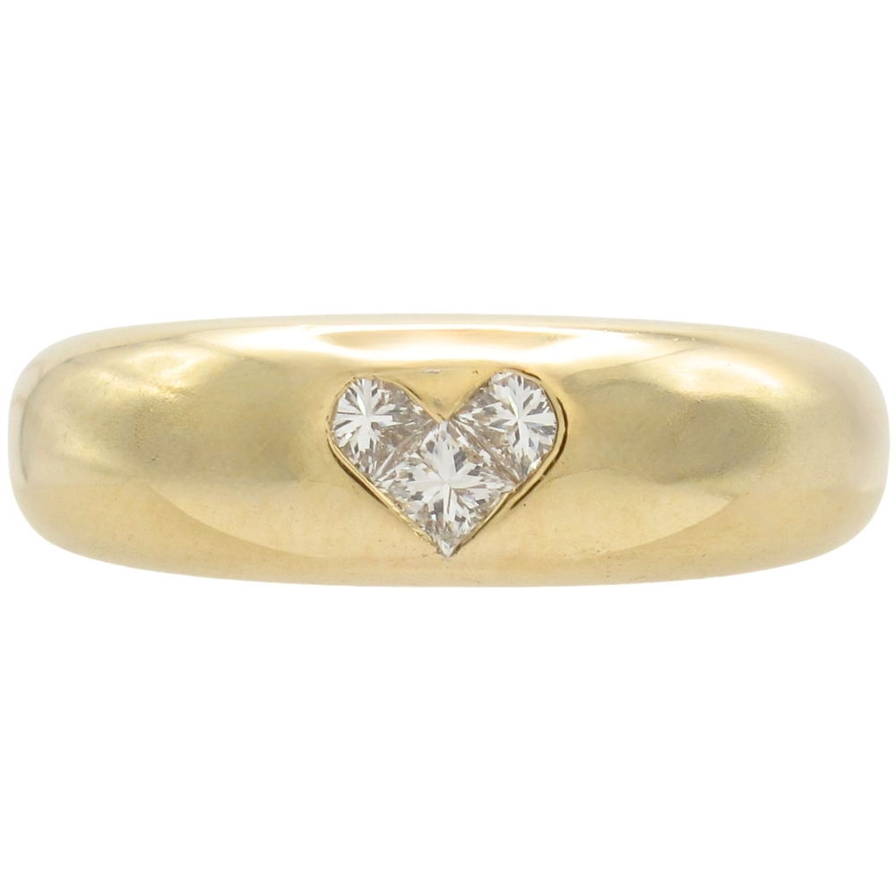 0.25ctw Domed Diamond Heart Band Ring 14K Gold