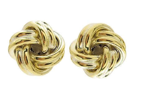 18K Gold Love Knot Stud Earrings Front View