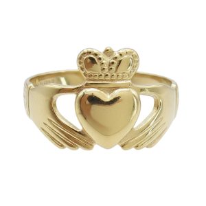 14K Gold Claddagh Ring Front View