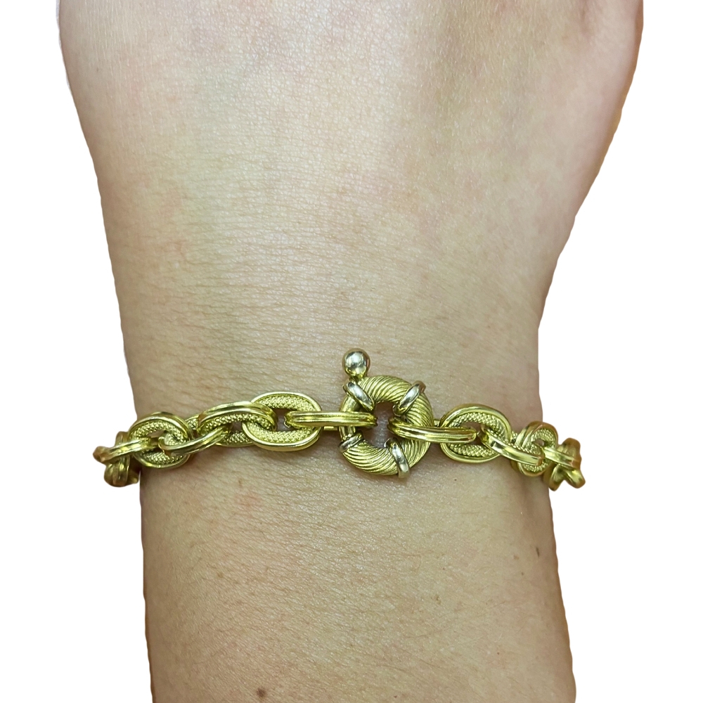 Buy 18K Gold Chunky Textured Cable Link Bracelet Online | Arnold