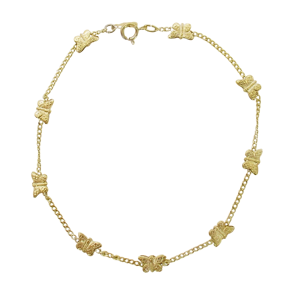 14K Gold Stationary Butterfly Bracelet