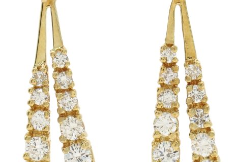 1.32ctw Diamond Stud & Drop Jacket Earrings 14K Gold front