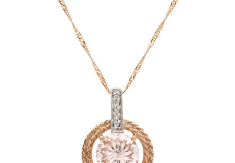 1.95ctw Morganite Necklace with Diamond Bail in 10K Rose Gold front