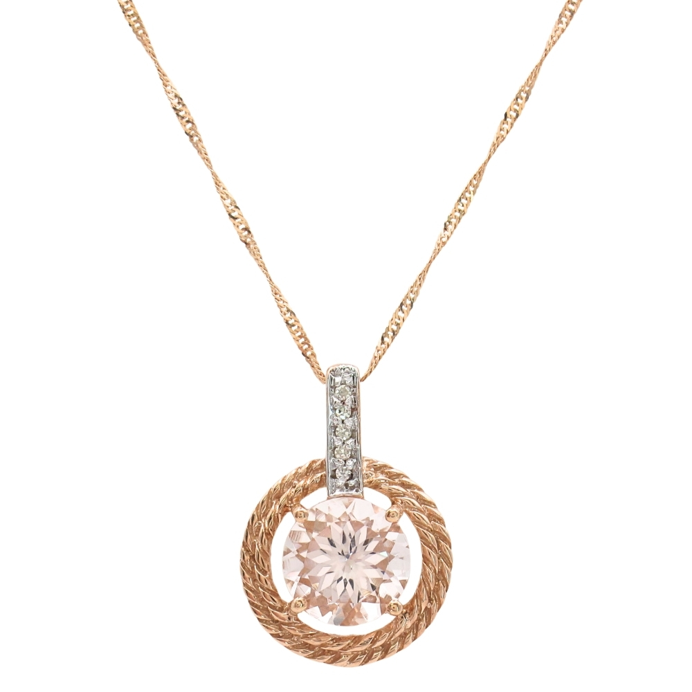 1.95ctw Morganite Necklace with Diamond Bail in 10K Rose Gold