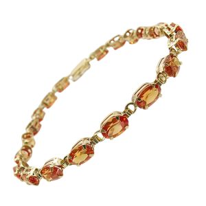 10K Gold Oval-Cut Citrine Line Tennis Bracelet Display Front View
