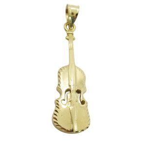 14K Gold Guitar Charm Pendant Front View