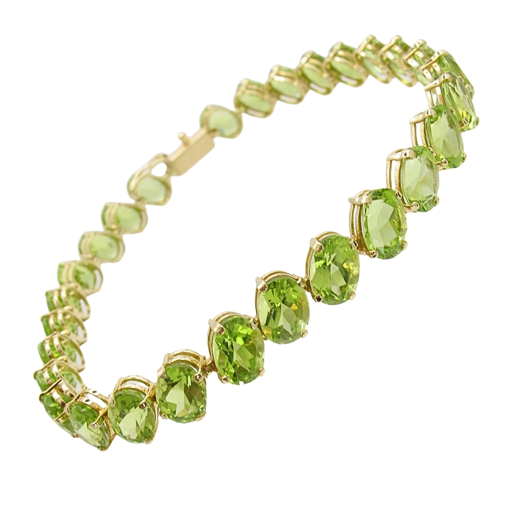 Peridot Gemstone Line Bracelet 14K Gold