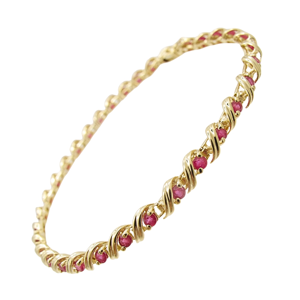 14K Gold Ruby S-Link Bracelet