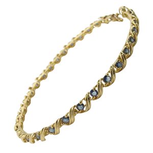 14K Gold Sapphire S-Link Tennis Bracelet Display