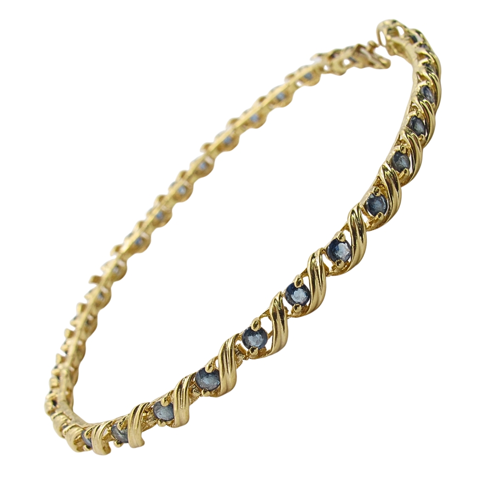 14K Gold Sapphire Line Bracelet