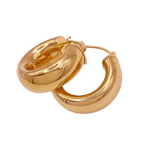 14K Gold Small Chunky Hoop Earrings