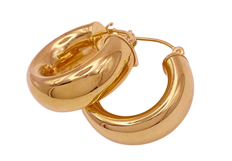 14K Gold Small Chunky Hoop Earrings