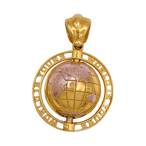 14K Two-Tone Gold Spinning Globe Pendant