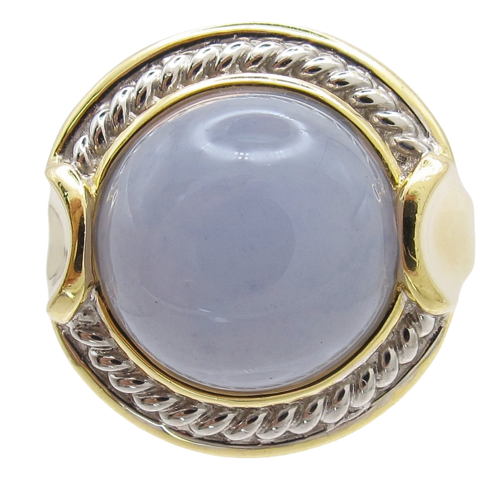 14K Yellow and White Gold Chalcedony Ring