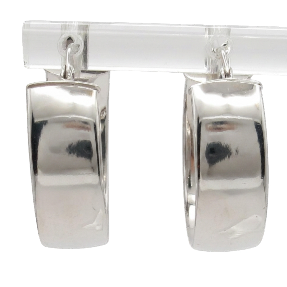 14K White Gold Petite Wide Hoop Earrings