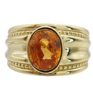 14K Yellow Gold Citrine Solitaire Ring Front View