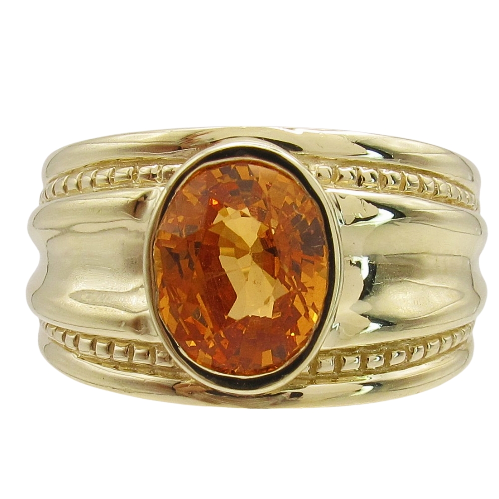 14K Gold Orange Citrine Solitaire Ring