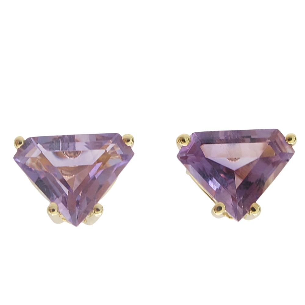 14K Gold Fancy Cut Amethyst Stud Earrings