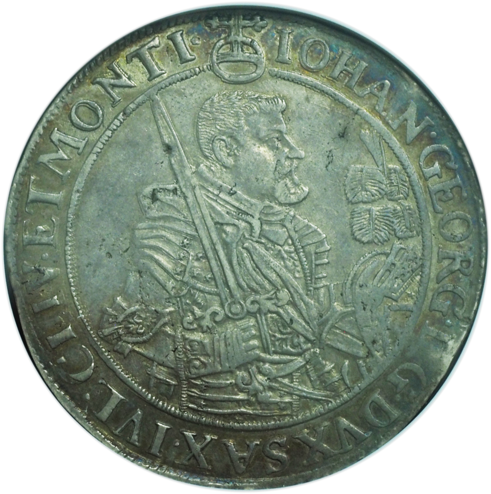 1647-CR Saxony Taler Johann Georg AU53 NGC – Post-War German Silver Crown